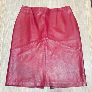 Red 100% Leather Cache Skirt size 10